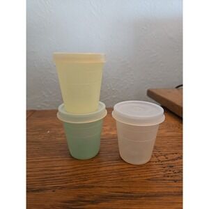 3 Vintage Tupperware Pastel Midget Containers W/Lids # 101 Container/#201 Lids